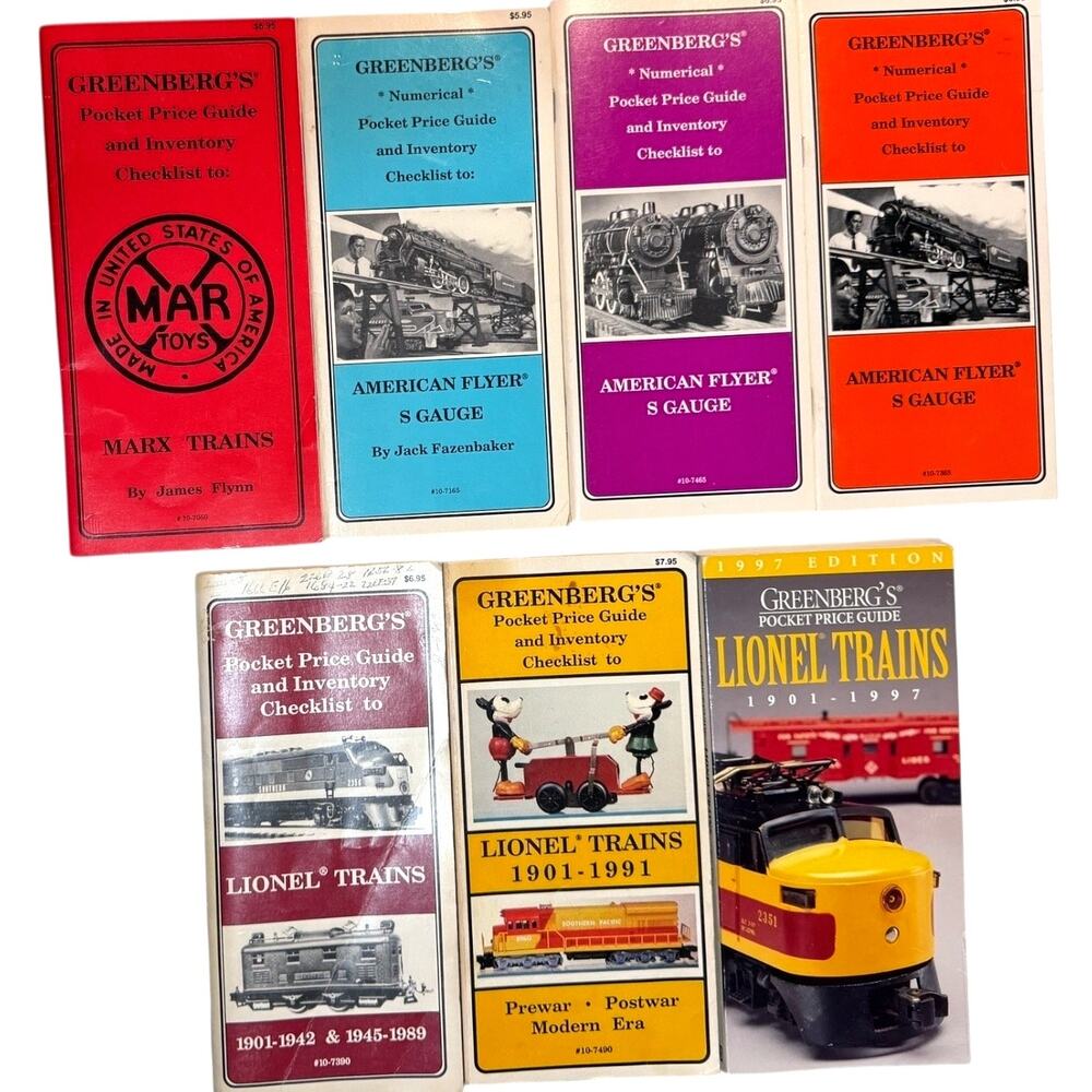 Lot of 7 Greenberg Guides Lionel American Flyer Marx Train Books S Gauge - AS IS